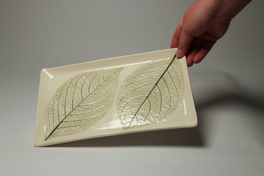 Large Rectangle Platter - Hydrangea Leaves