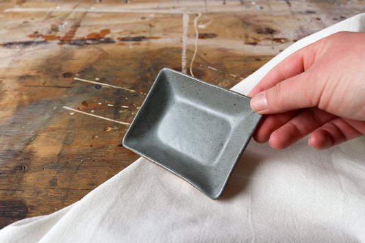 Small Rectangle Amuse Dish - Green/Gray