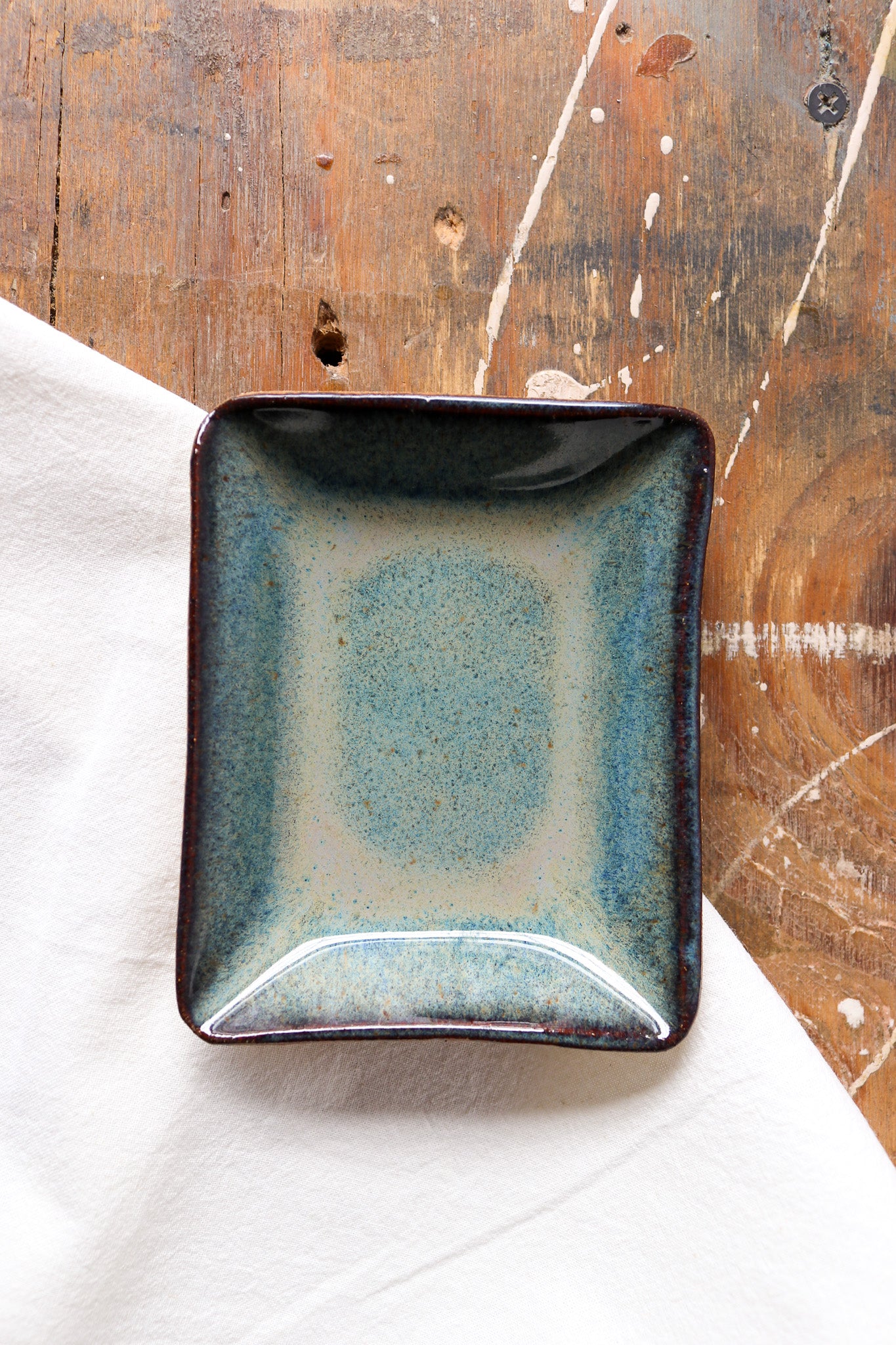 Small Rectangle Amuse Dish - Green Denim
