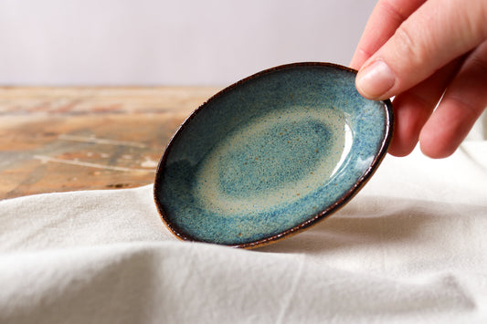 Small Oval Amuse Dish - Green Denim