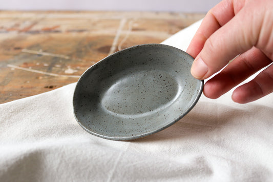 Small Oval Amuse Dish - Green/Gray