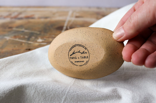 Small Oval Amuse Dish - Green/Gray