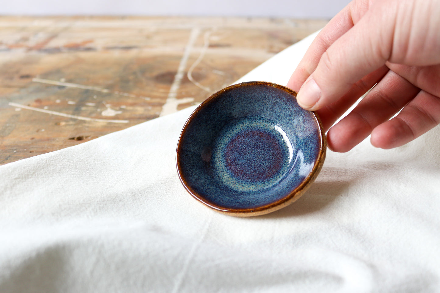 Small Round Amuse Dish - Blue Denim 1