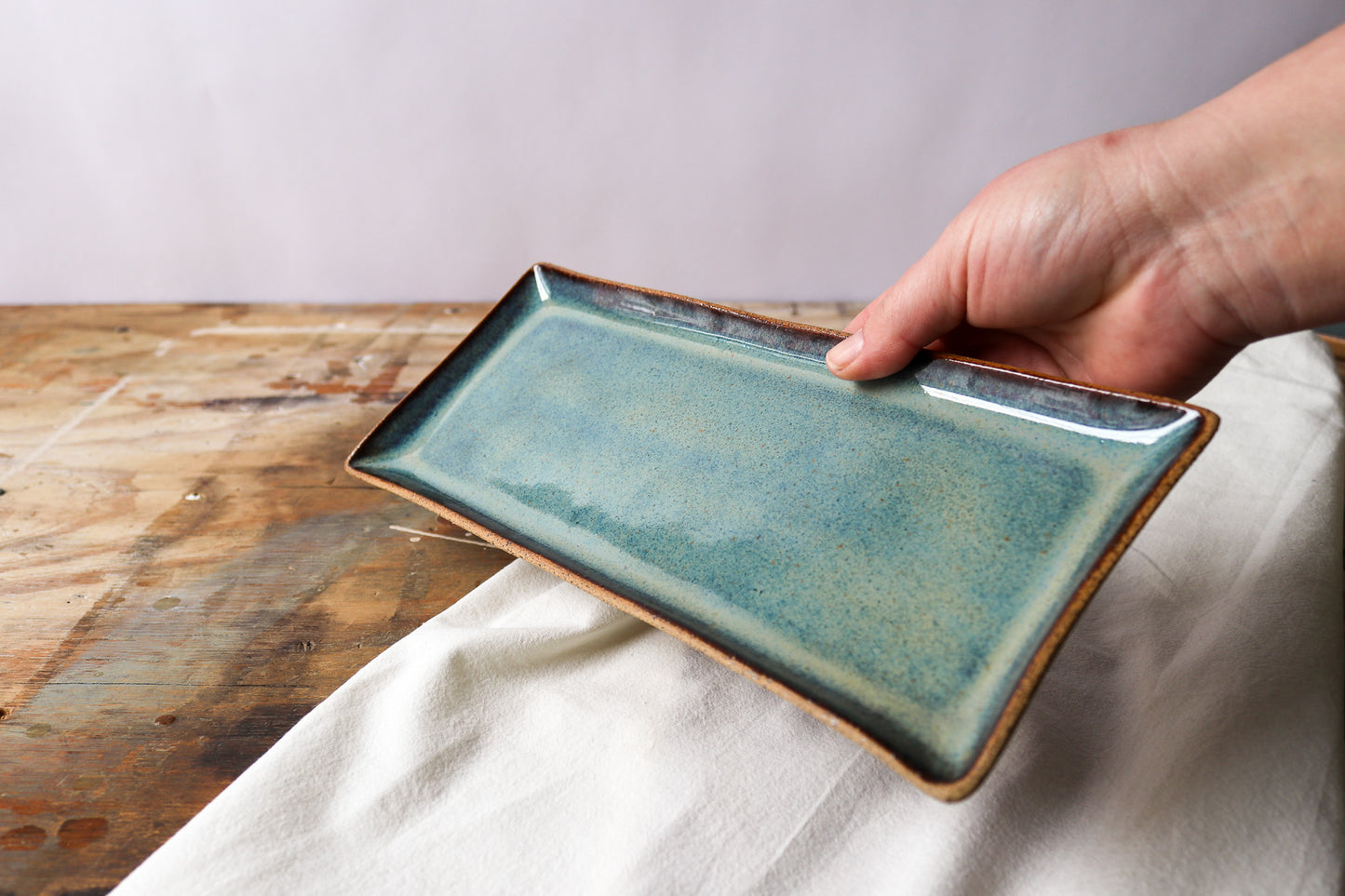 Skinny Rectangle Platter - Green Denim