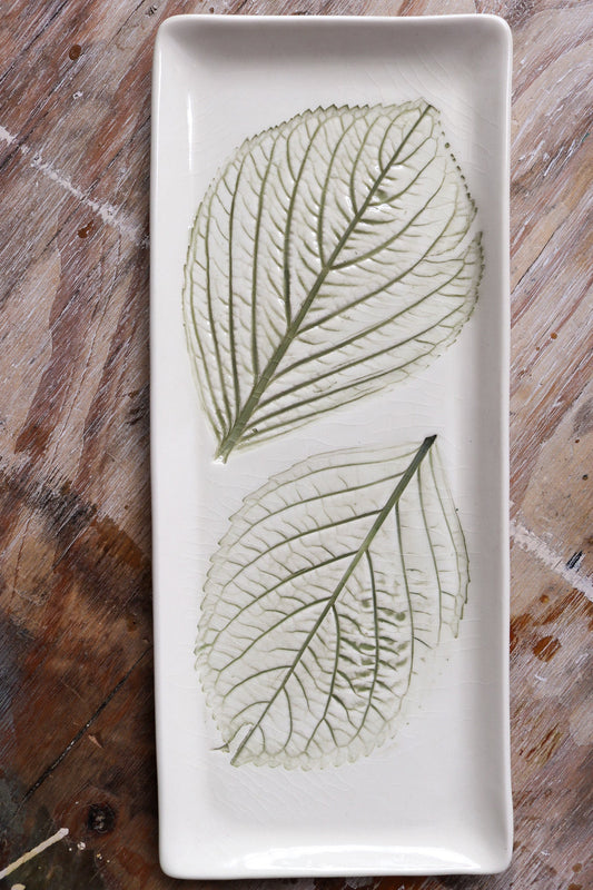 Skinny Rectangle Platter - Hydrangea Leaves