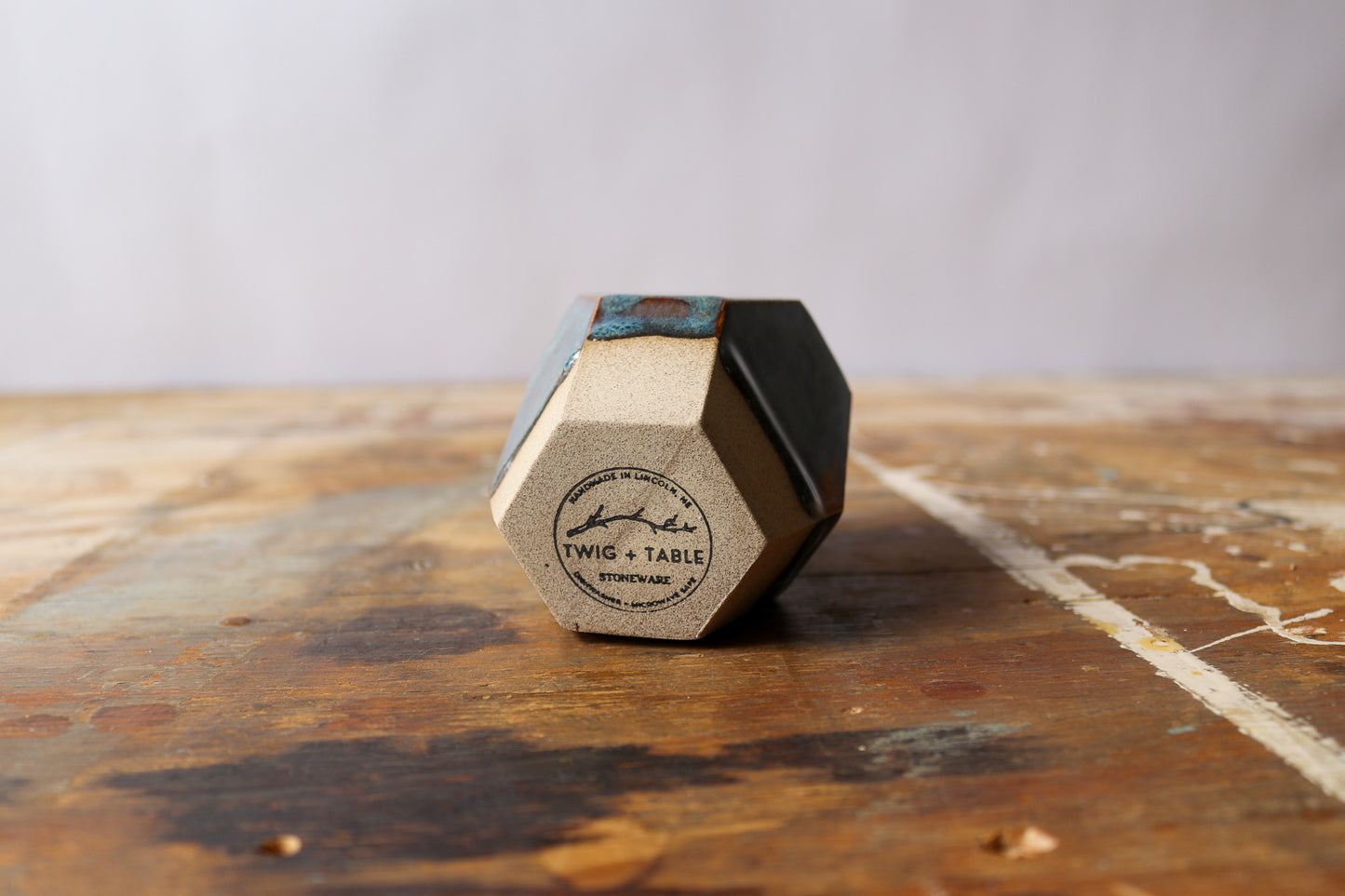 Small Geometric Vase - Drippy Denim