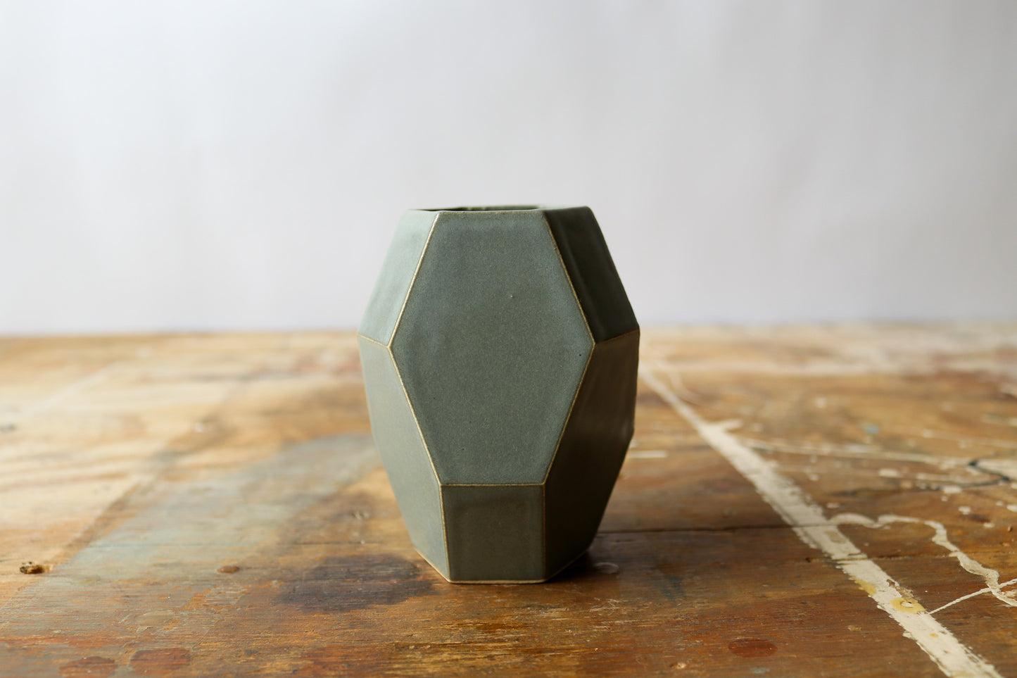 Small Geometric Vase - Green/Grey