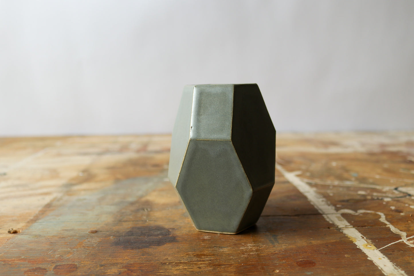 Small Geometric Vase - Green/Grey