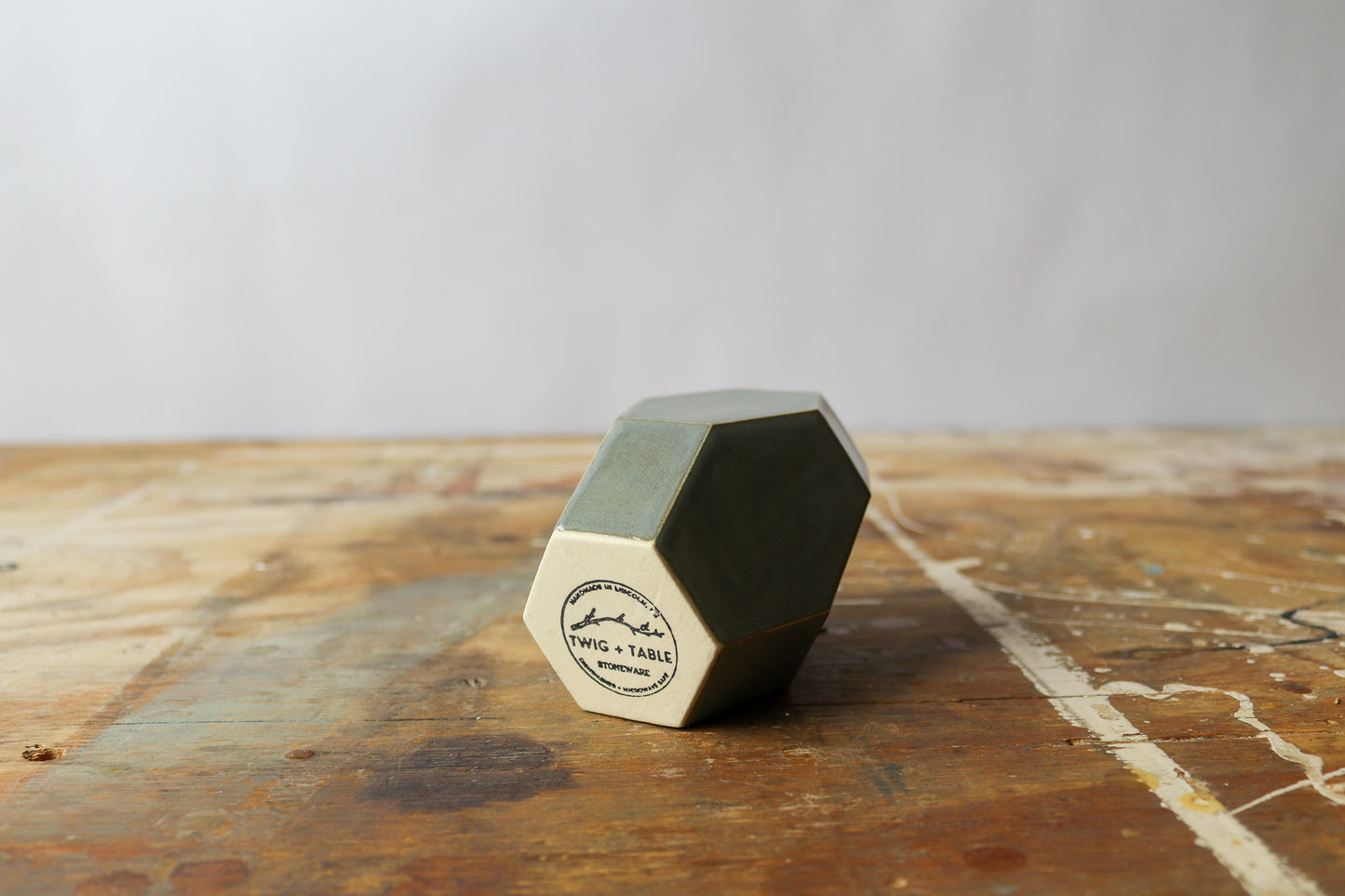 Small Geometric Vase - Green/Grey