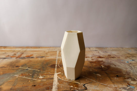 Medium Geo Vase - Matte White