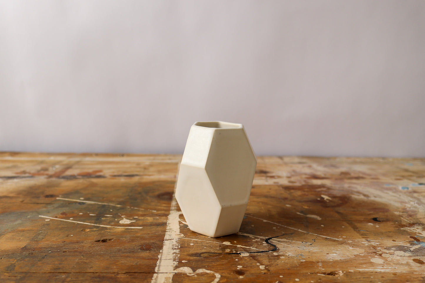 Small Geometric Vase - Matte White