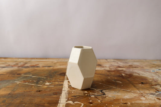 Small Geometric Vase - Matte White