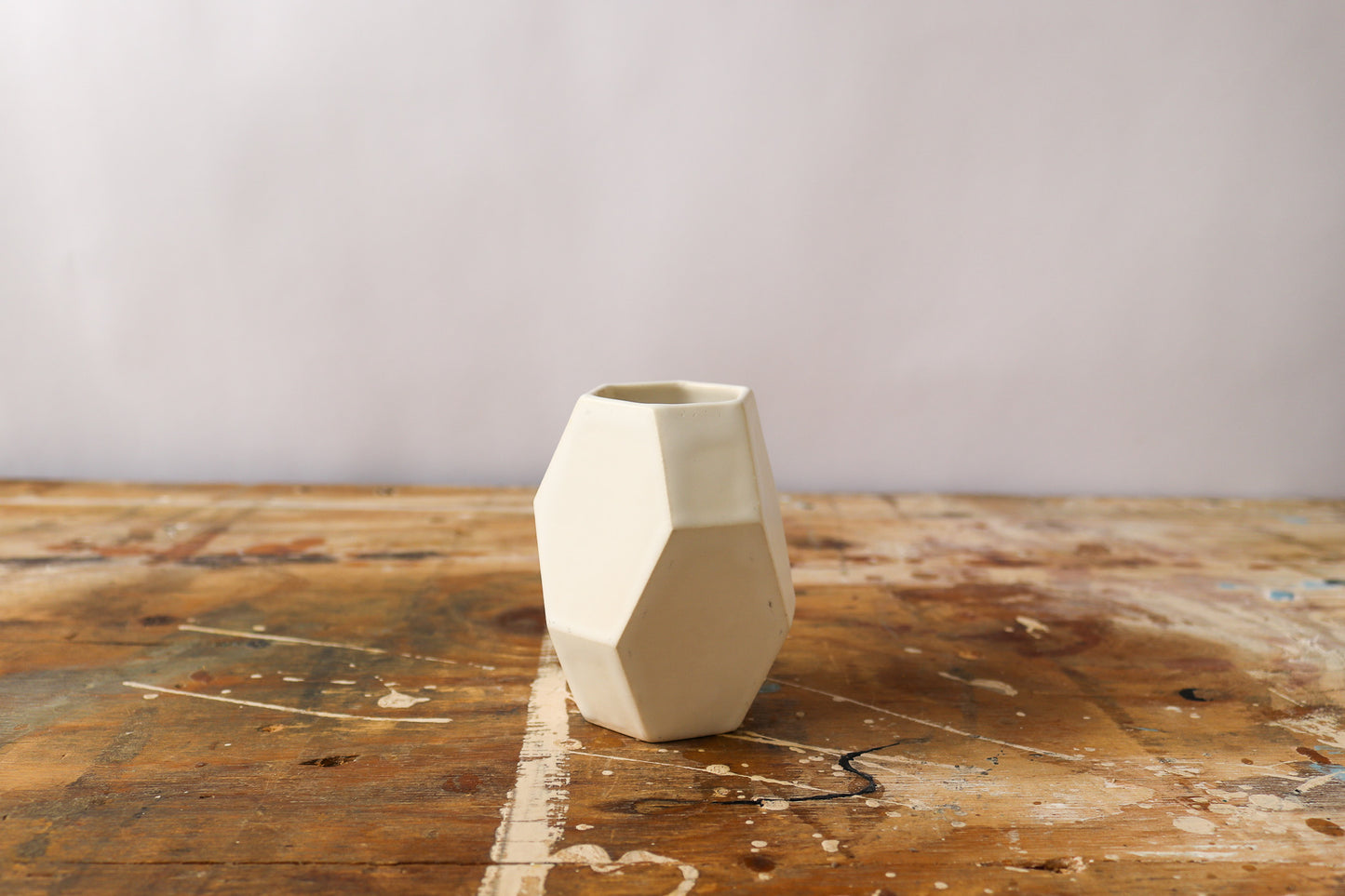 Small Geometric Vase - Matte White