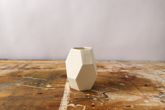 Small Geometric Vase - Matte White