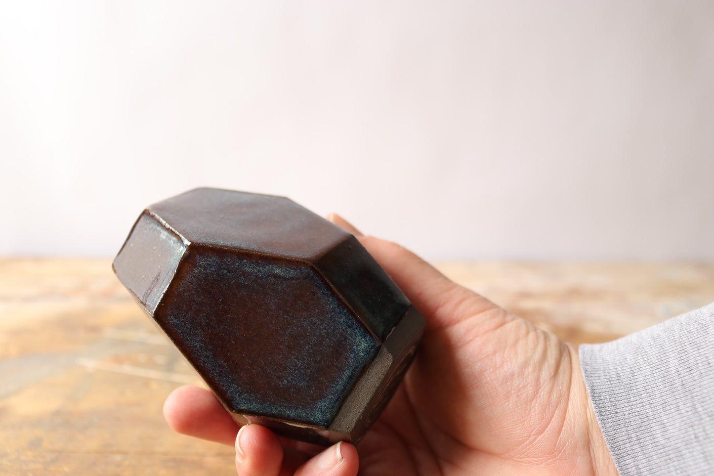 Small Geometric Vase - Drippy Denim