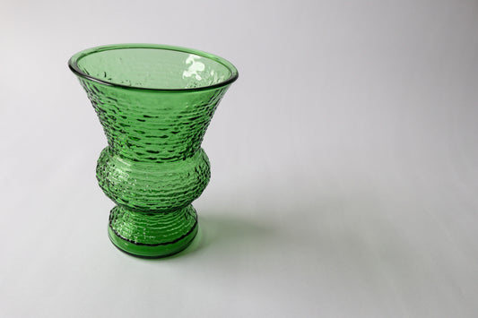 Vintage Green Ripple Texture Glass Vase