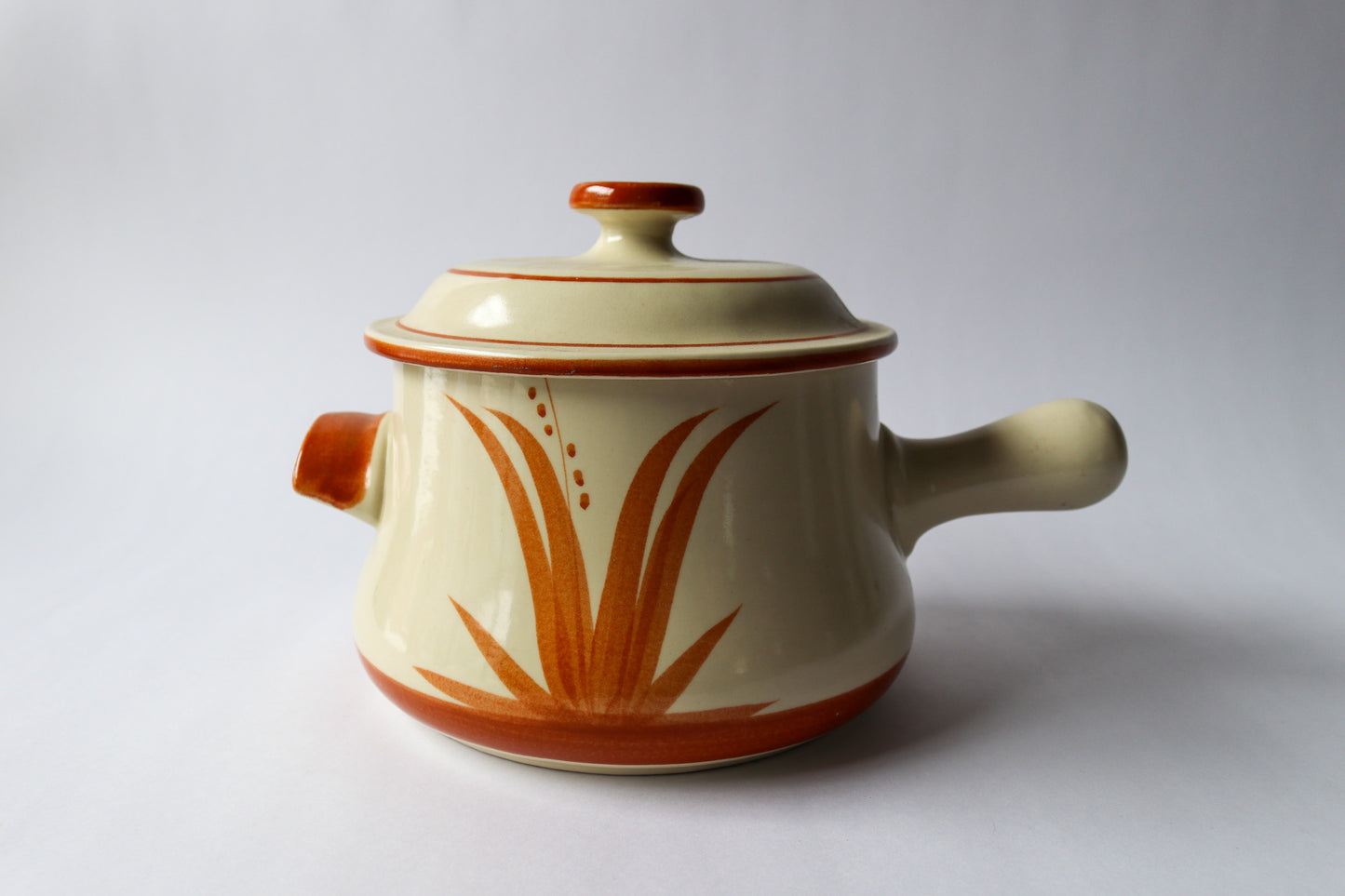 Stoneware Pot With Lid and handle MCM