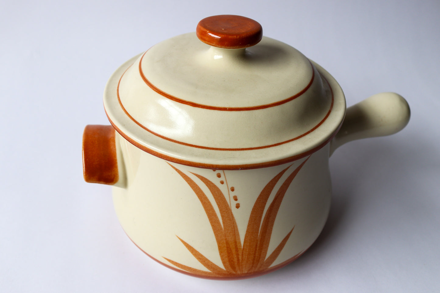 Stoneware Pot With Lid and handle MCM