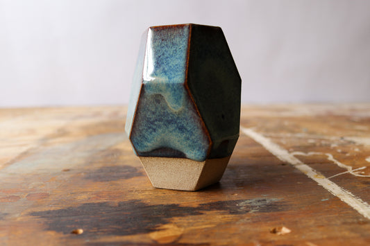 Small Geometric Vase - Drippy Denim