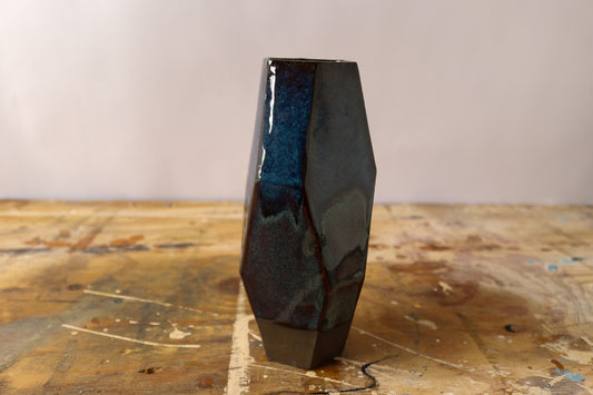 Large Geo Vase - Drippy Denim