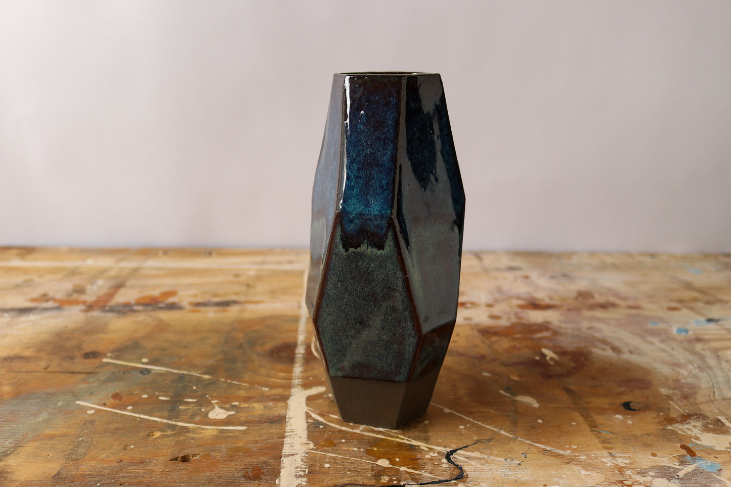 Large Geo Vase - Drippy Denim