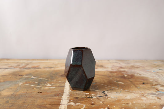 Small Geometric Vase - Drippy Denim