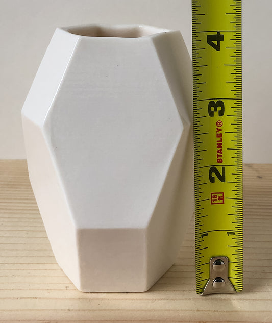 Small Geometric Vase - Glossy White