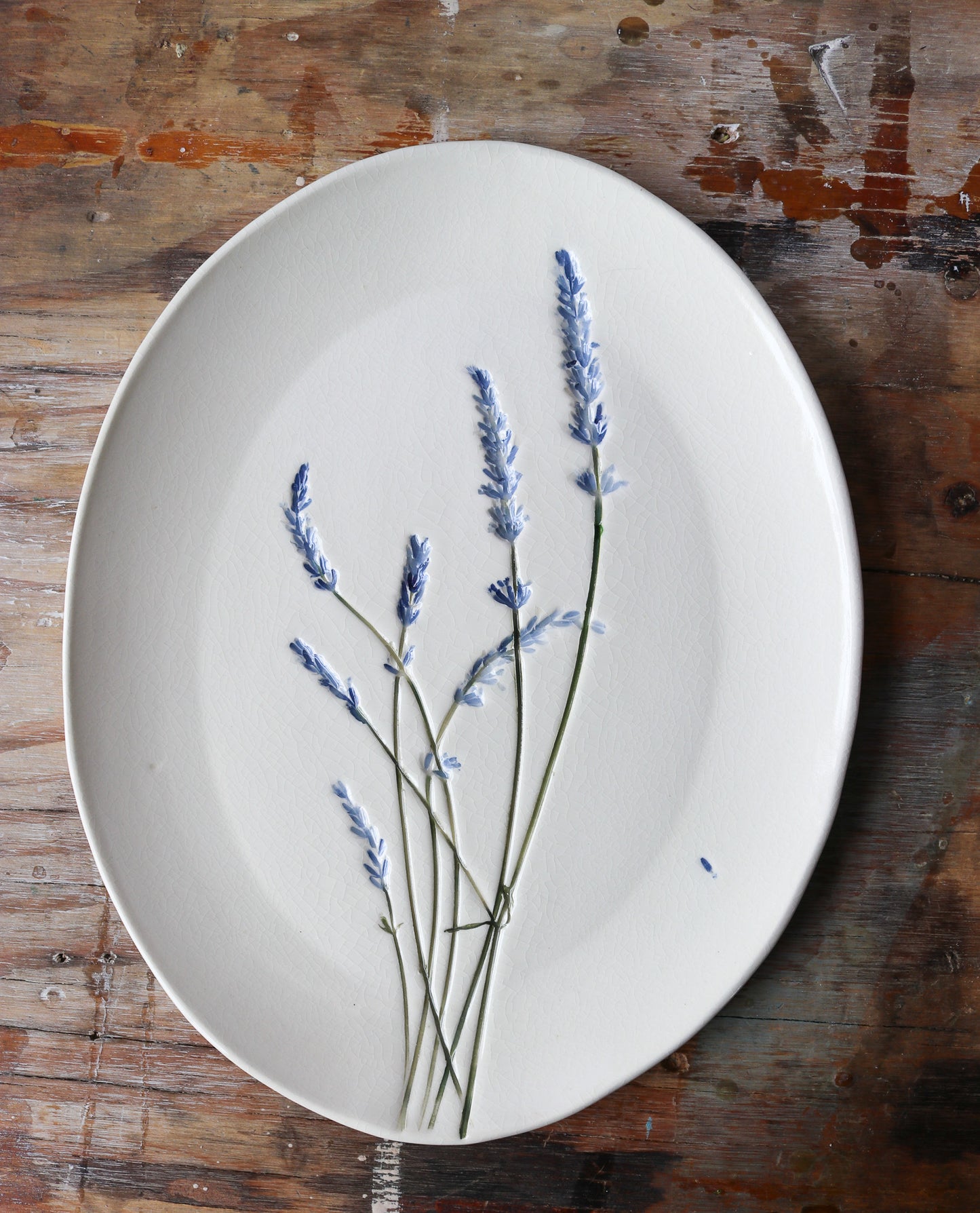 Lavender Imprinted - Large Oval Platter